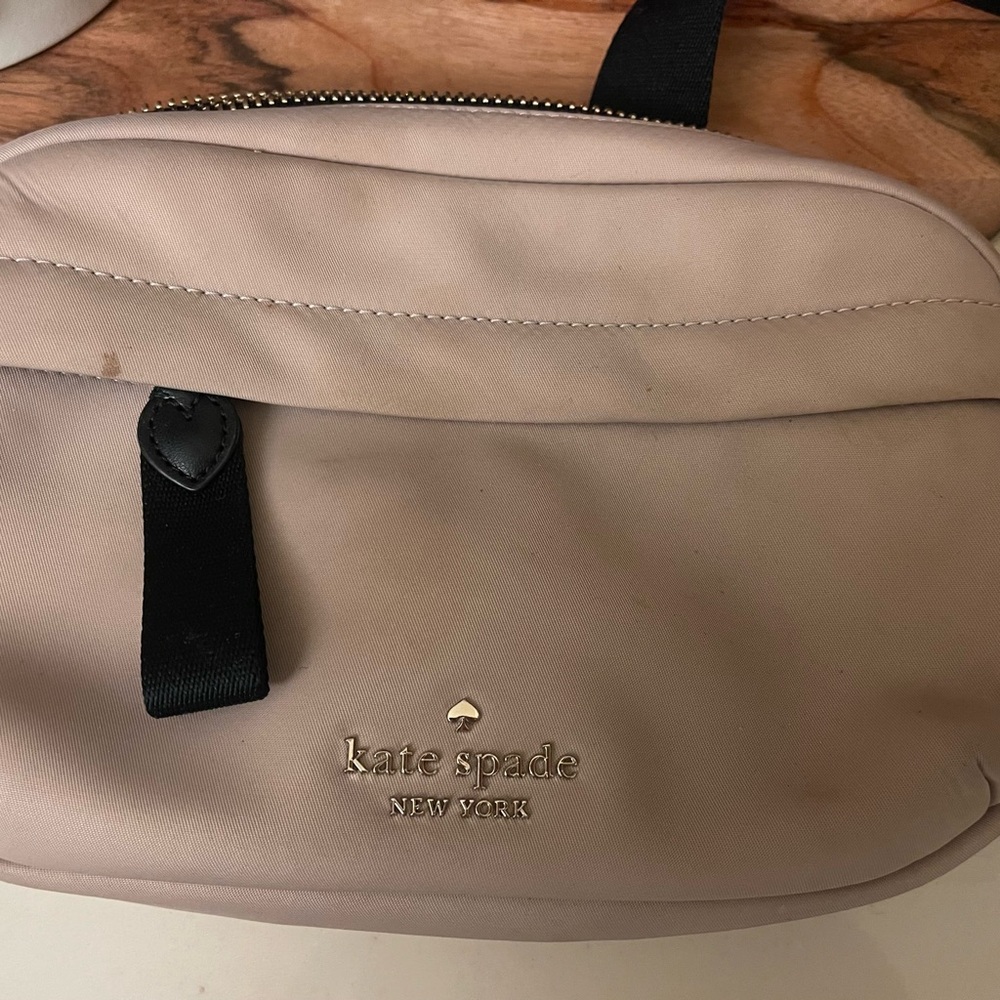 Kate Spade of New York Beige Nylon Belt/Crossbody Bag with Black Strap